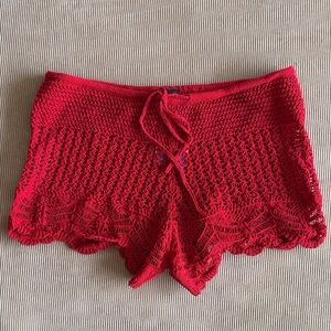 H&M Red Crochet Lace Shorts - L